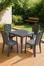 Kit 4 Cadeiras Bistrô para Jardim Cor Cinza e 1 Mesa