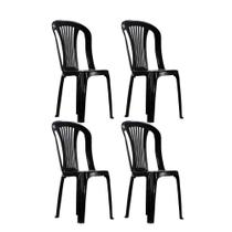 Kit 4 Cadeiras Bistrô Plástica Pretas Jardim Área Externa Bar Varanda Resistente Empilháveis Kit 4 Cadeiras Bistrô Plástica Pretas Jardim Área Externa Bar Varanda Resistente Empilháveis