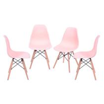 Kit 4 Cadeiras Boxbit Dkr Eames Base Em Madeira Salmão