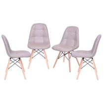 Kit 4 Cadeiras Boxbit Dkr Eames Botonê Base Em Madeira Cinza