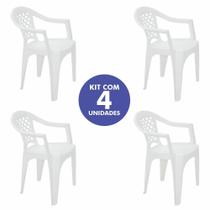 Kit 4 Cadeiras Branca Tramontina Jardim Bar Lanchonete