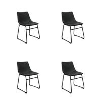 Kit 4 Cadeiras Bruna Preta Poliuretano Rivatti