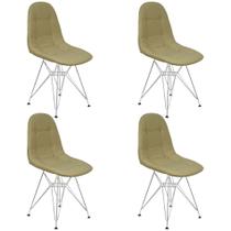 Kit 4 Cadeiras Charles Eames Botonê Eiffel Base Metal Cromado