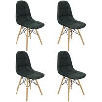 Kit 4 Cadeiras Charles Eames Botonê Eiffel Wood Estofada Couro