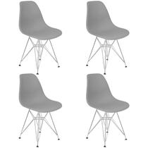 Kit 4 Cadeiras Charles Eames Eiffel Base Metal Cromado
