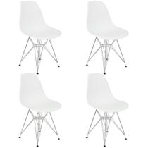 Kit 4 Cadeiras Charles Eames Eiffel Base Metal Cromado