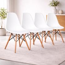 Kit 4 Cadeiras Charles Eames Eiffel Branca Base Madeira Sala Cozinha Jantar Kit 4 Cadeiras Charles Eames Eiffel Branca Base Madeira Sala Cozinha Jantar