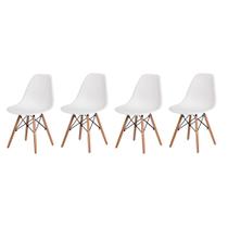 Kit 4 Cadeiras Charles Eames Eiffel Branca Base MADEIRA Sala Cozinha Jantar - Waw Design