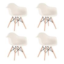 Kit 4 Cadeiras Charles Eames Eiffel Daw Com Pés De Madeira Clara Creme