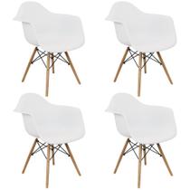 Kit 4 Cadeiras Charles Eames Eiffel Design Wood Com Braços