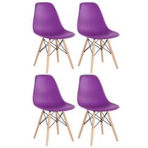 Kit 4 Cadeiras Charles Eames Eiffel Dsw Com Pés De Madeira Clara Roxo