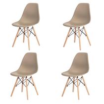 Kit 4 Cadeiras Charles Eames Eiffel Nude Base Madeira