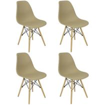 Kit 4 Cadeiras Charles Eames Eiffel Wood Design - Bege