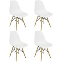 Kit 4 Cadeiras Charles Eames Eiffel Wood Design - Branca