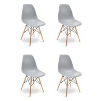 Kit 4 Cadeiras Charles Eames Eiffel Wood Design Jantar Cinza