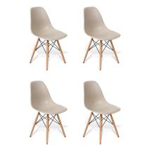 Kit 4 Cadeiras Charles Eames Eiffel Wood Design Jantar Fendi