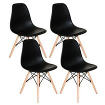 Kit 4 Cadeiras Charles Eames Eiffel Wood Design Jantar Preta Kit 4 Cadeiras Charles Eames Eiffel Wood Design Jantar Preta