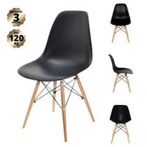 Kit 4 Cadeiras Charles Eames Eiffel Wood Design - Preta - ARMAZEM