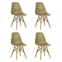 Kit 4 Cadeiras Charles Eames Eiffel Wood Design Varias Cores - Bege
