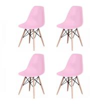 Kit 4 Cadeiras Charles Eames Eiffel Wood Design Varias Cores