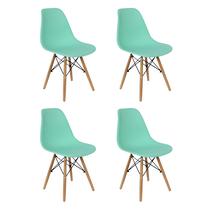 Kit 4 Cadeiras Charles Eames Eiffel Wood Design Varias Cores - Verde Claro