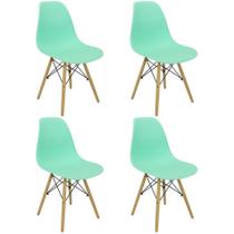 Kit 4 Cadeiras Charles Eames Eiffel Wood Design Verde Claro