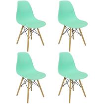 Kit 4 Cadeiras Charles Eames Eiffel Wood Design Verde Claro - Magazine Roma