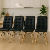 Kit 4 Cadeiras Charles Eames Gomos Preta Kit 4 Cadeiras Charles Eames Gomos Preta