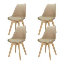 Kit 4 Cadeiras Charles Eames Leda Luisa Saarinen - Bege