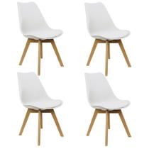 Kit 4 Cadeiras Charles Eames Leda Luisa Saarinen Design Wood Estofada Base Madeira