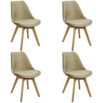 Kit 4 Cadeiras Charles Eames Leda Veludo Luisa Saarinen Estofada Base Madeira Kit 4 Cadeiras Charles Eames Leda Veludo Luisa Saarinen Estofada Base Madeira