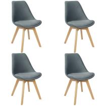 Kit 4 Cadeiras Charles Eames Leda Veludo Luisa Saarinen Estofada Base Madeira Kit 4 Cadeiras Charles Eames Leda Veludo Luisa Saarinen Estofada Base Madeira