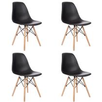 Kit 4 Cadeiras Charles Eames Pés de Madeira Preta