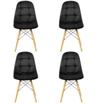 Kit 4 Cadeiras Charles Eames Velvet Estofada Veludo