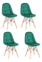 Kit 4 Cadeiras Charles Eames Velvet Estofada Veludo