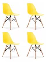 Kit 4 Cadeiras Charles Eames Wood Design Eiffel Amarelo