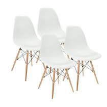 Kit 4 Cadeiras Charles Eames Wood Design Eiffel Branco