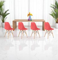 Kit 4 Cadeiras Charles Eames Wood Design Eiffel Diversas Cores