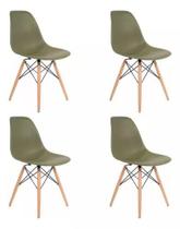 Kit 4 Cadeiras Charles Eames Wood Design Eiffel Verde Musgo