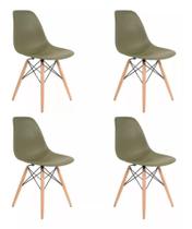 Kit 4 Cadeiras Charles Eames Wood Design Eiffel Verde Musgo - Homelandia