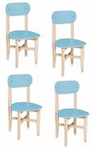 Kit 4 Cadeiras Colorê Infantil Assento e Encosto Azul Base em Madeira Maciça Pinus Kit 4 Cadeiras Colorê Infantil Assento e Encosto Azul Base em Madeira Maciça Pinus