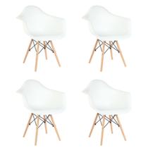 Kit 4 Cadeiras Com Braço Charles Eames Pé Palito Branco