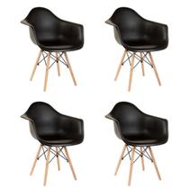Kit 4 Cadeiras Com Braço Charles Eames Pé Palito Preto