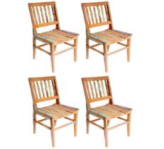 Kit 4 Cadeiras Conforto Madeira Maciça de Demolição Peroba Rosa Patina