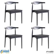 Kit 4 Cadeiras Cora Preta PU Preto, PU Verde ou PU Fendi - Rivatti