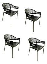 Kit 4 Cadeiras Corda Náutica Conforto Área Externa Interna