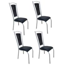 Kit 4 Cadeiras Cozinha Aço Tubolar Confortável Jantar