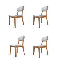 Kit 4 Cadeiras Dalia Madeira Maciça Tauari e Linho Prata