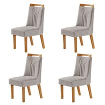 Kit 4 Cadeiras Dallas Cinamomo/Linho Cinza - Lj Móveis