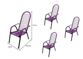 Kit 4 Cadeiras de Área Reforçada Tubos Grossos Fios ROXA - TITO